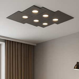 Toplight plate plafoniera moderna antracite per cucina rettangolare
