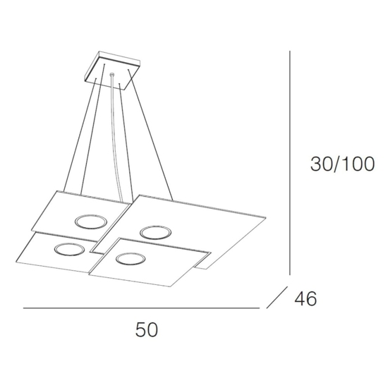 Toplight plate lampadario moderno antracite squadrato
