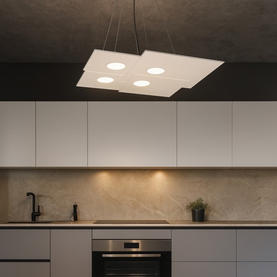 Toplight lampadario led per cucina plate bianco design