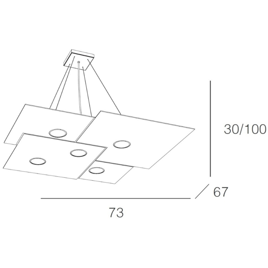 Lampadario squadrato sabbia toplight plate moderno
