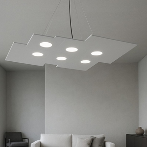 Lampadario design moderno grigio squadrato per soggiorno