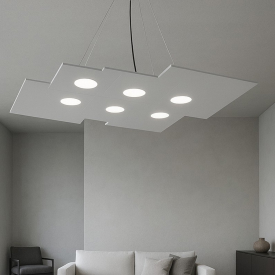 Lampadario design moderno grigio squadrato per soggiorno
