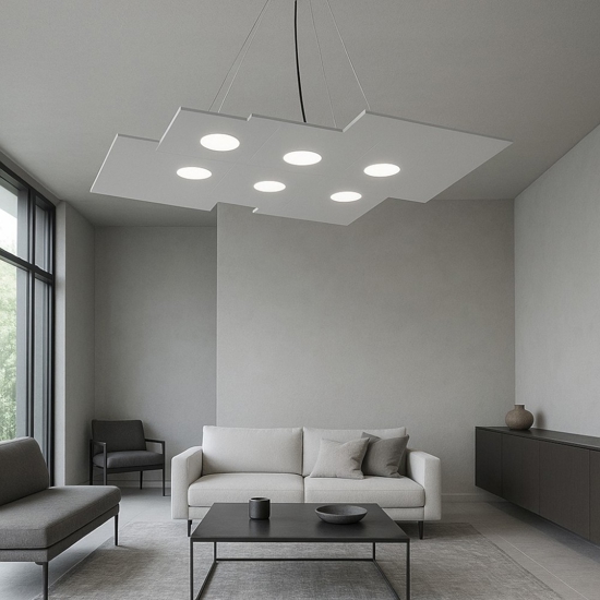 Lampadario design moderno grigio squadrato per soggiorno