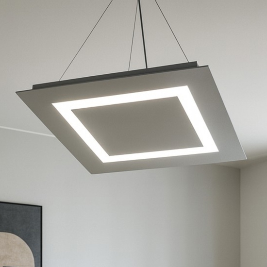 Lampadario moderno grigio led 80w top light carpet per ufficio