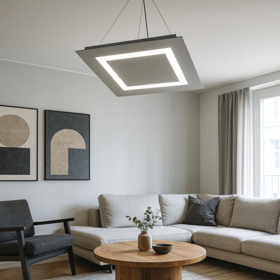 Lampadario moderno grigio led 80w top light carpet per ufficio