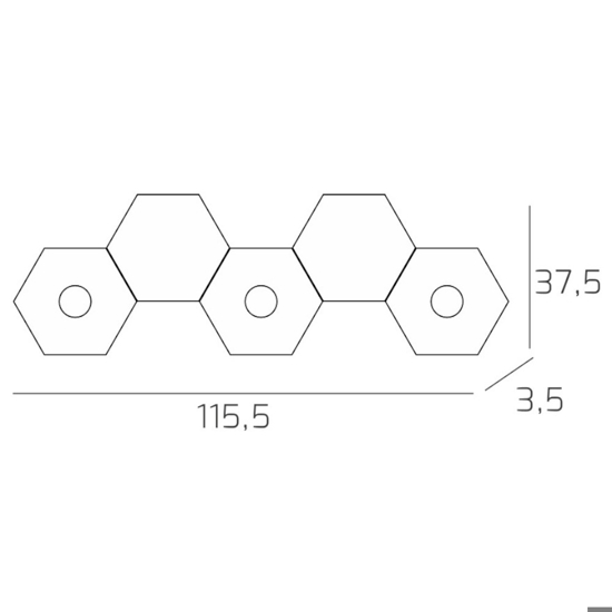 Toplight plafoniera hexagon 3 luci led + 2 placche foglia argento