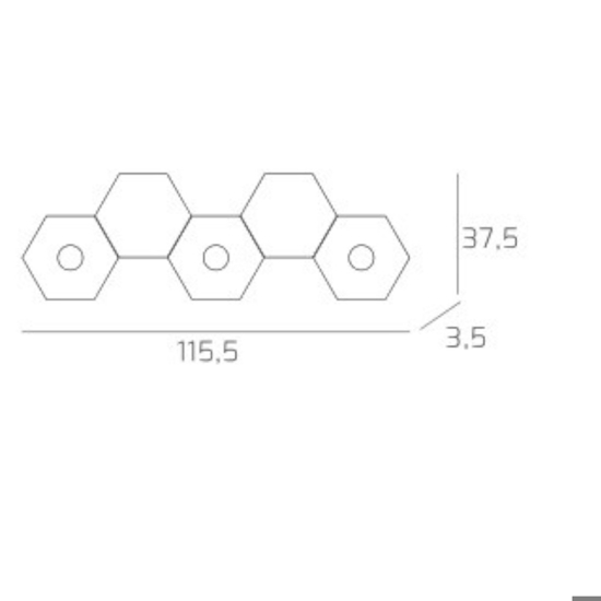 Plafoniera foglia oro 3 luci led + 2 piastre metallo top light hexagon