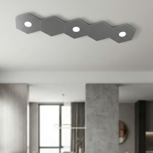 Toplight plafoniera 3 luci + 2 piastre grigio antracite design moderno rettangolare per cucina
