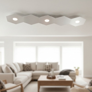 Hexagon plafoniera led toplight 3 luci + 2 piastre colore grigio