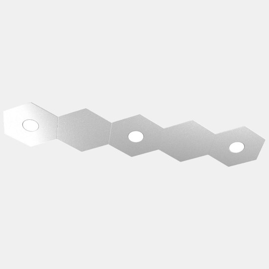 Hexagon plafoniera led toplight 3 luci + 2 piastre colore grigio