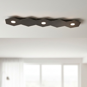 Plafoniera toplight 3 luci led + 2 piastre metallo marrone esagonale