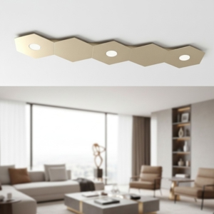 Plafoniera 3 luci led + 2 piastre metallo sabbia design moderno
