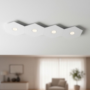 Hexagon plafoniera per cucina moderna 4 luci bianca design toplight rettangolare