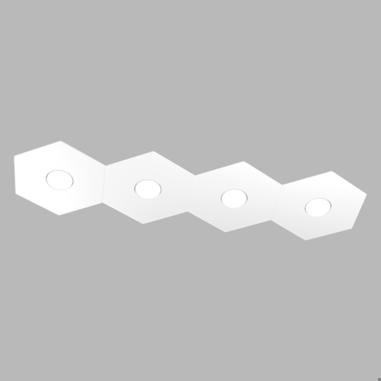 Hexagon plafoniera per cucina moderna 4 luci bianca design toplight rettangolare