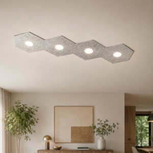 Toplight hexagon plafoniera led esagoni foglia argento design moderna