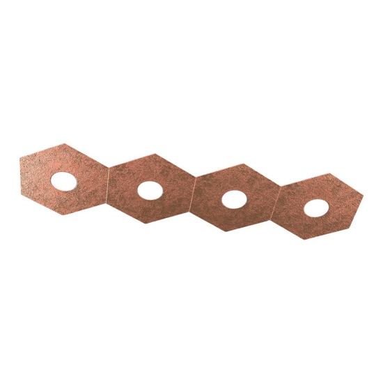 Hexagon plafoniera toplight rettangolare 4 luci metallo foglia rame per cucina