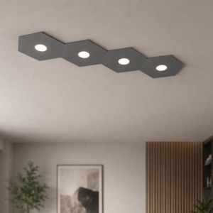 Hexagon plafoniera 4 luci led toplight moderna metallo grigio antracite