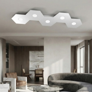 Plafoniera hexagon 5 luci moderna grigio top light
