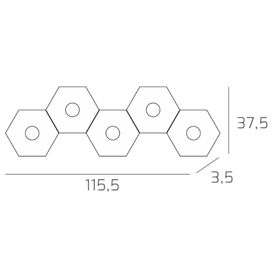 Plafoniera hexagon 5 luci moderna grigio top light