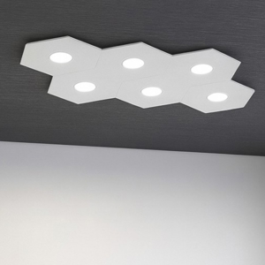 Plafoniera top light hexagon 6 luci grigio per cucina moderna