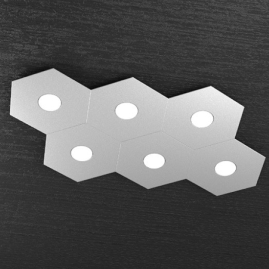 Plafoniera top light hexagon 6 luci grigio per cucina moderna