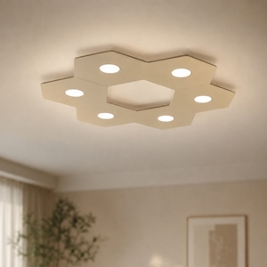 Plafoniera 6 lampadine sostituibili design moderna colore sabbia