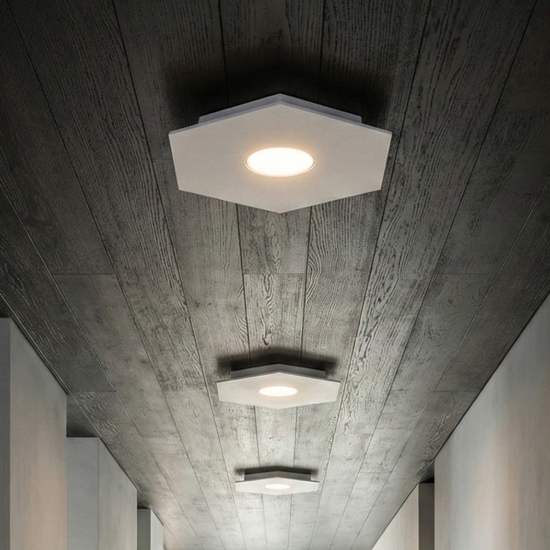 Plafoniera hexagon toplight da cucina moderna esagonale bianca
