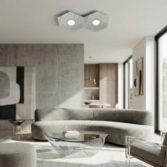 Plafoniera foglia argento moderna esagonale toplight hexagon