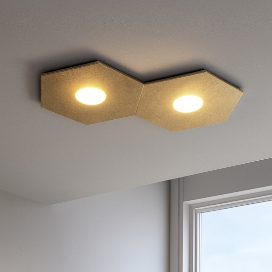 Toplight plafoniera hexagon moderna foglia oro