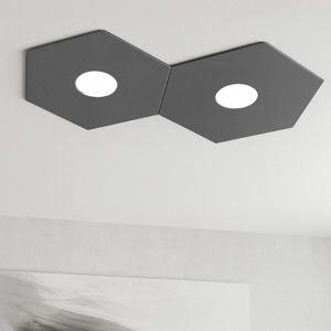 Plafoniera grigio design moderna esagono antracite