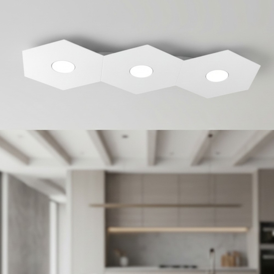 Plafoniera hexagon toplight bianco design esagoni