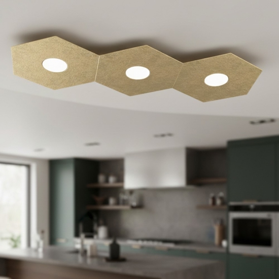 Plafoniera moderna oro top light hexagon