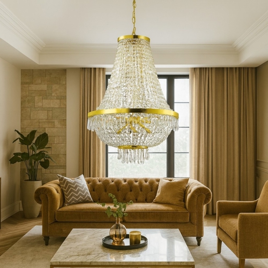 Caesar sp12 ideal lux lampadario di cristallo dettagli oro pendenti
