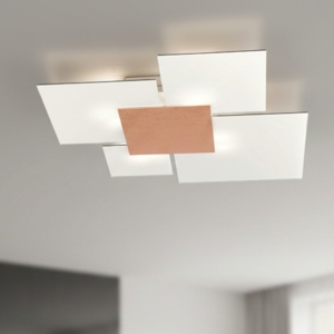 Top light upgrade plafoniera vetri bianchi placca foglia rame