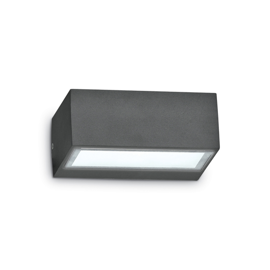 Twin ap1 ideal lux applique da esterno ip44 grigio antracite rettangolare
