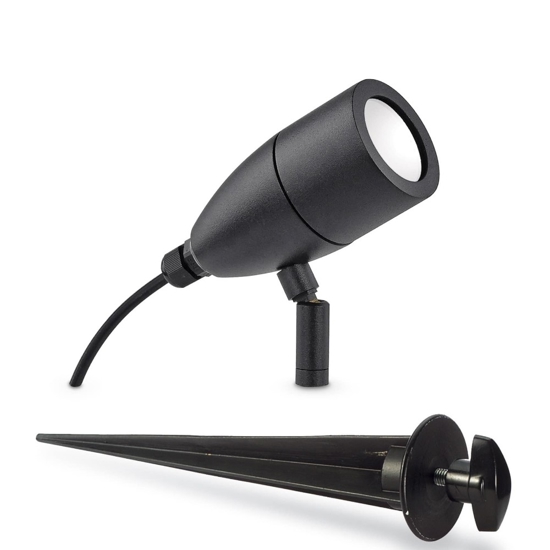 Inside pr1 ideal lux faretto per esterno con picchetto da giardino nero ip54