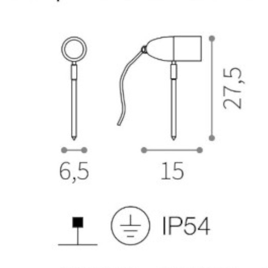 Inside pr1 ideal lux faretto per esterno con picchetto da giardino nero ip54
