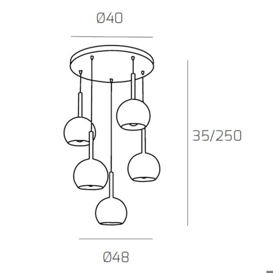 Lampadario top light moderno per salotto sfere vetro cromo
