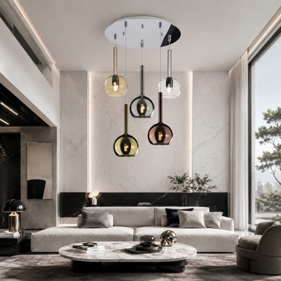 Lampadario per soggiorno moderno vetri multicolor top light
