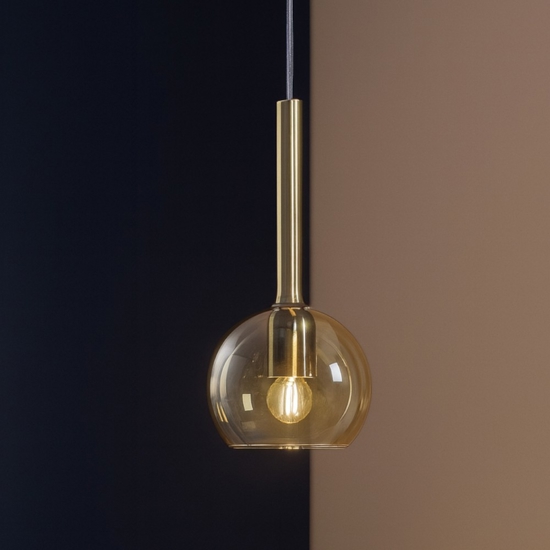 Lampada a sospensione candie per cucina moderna sfera vetro ambra