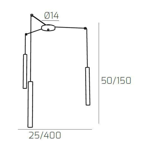 Lampadario da cucina cilindri antracite con decentramento