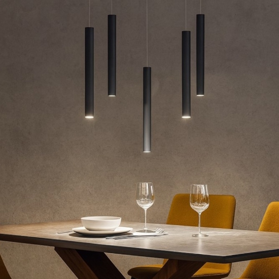 Lampadario moderno antracite con decentramento per soggiorno
