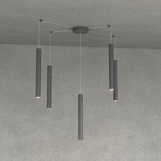Lampadario moderno antracite con decentramento per soggiorno