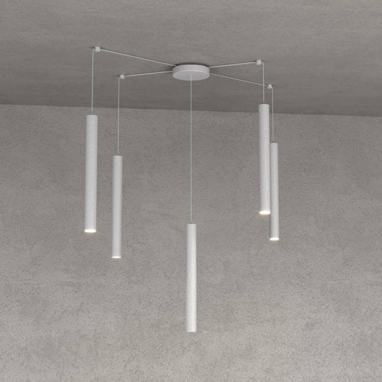 Lampadario pendenti con decentramento cilindri grigio top light