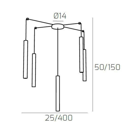 Lampadario pendenti con decentramento cilindri grigio top light