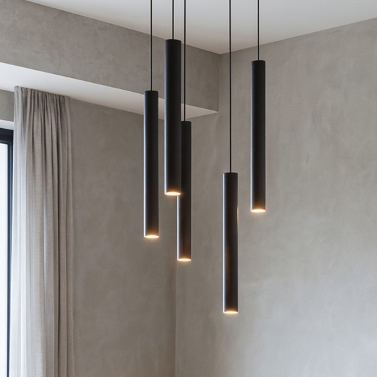 Top light round tube lampadario moderno cilindri nero