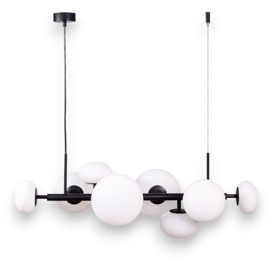 Lampadario moderno per soggiorno nero sfere di vetro