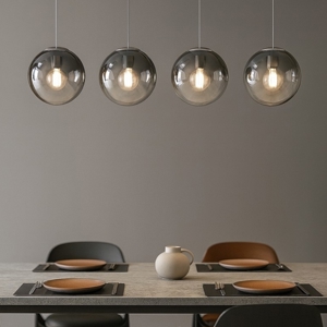 Lampadario moderno per tavolo soggiorno sfere vetro fume pendenti
