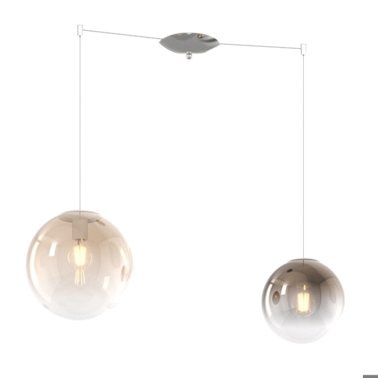 Lampadario toplight 2 sfere di vetro ambra bronzo per soggiorno