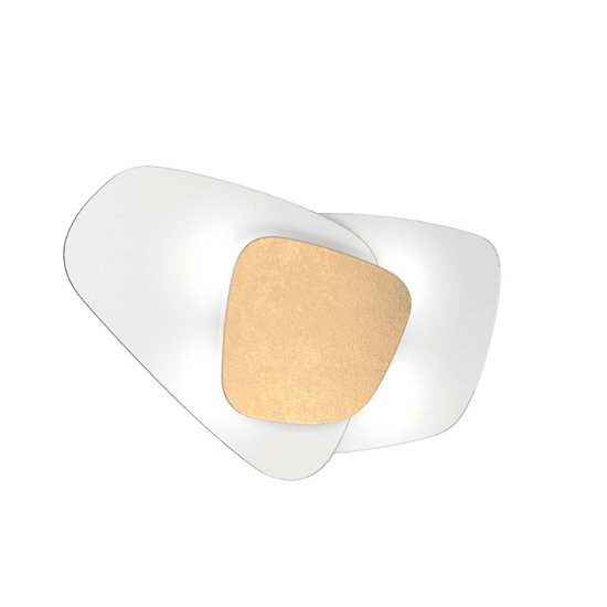 Plafoniera per camera da letto 54cm vetri bianchi foglia oro strategy top light